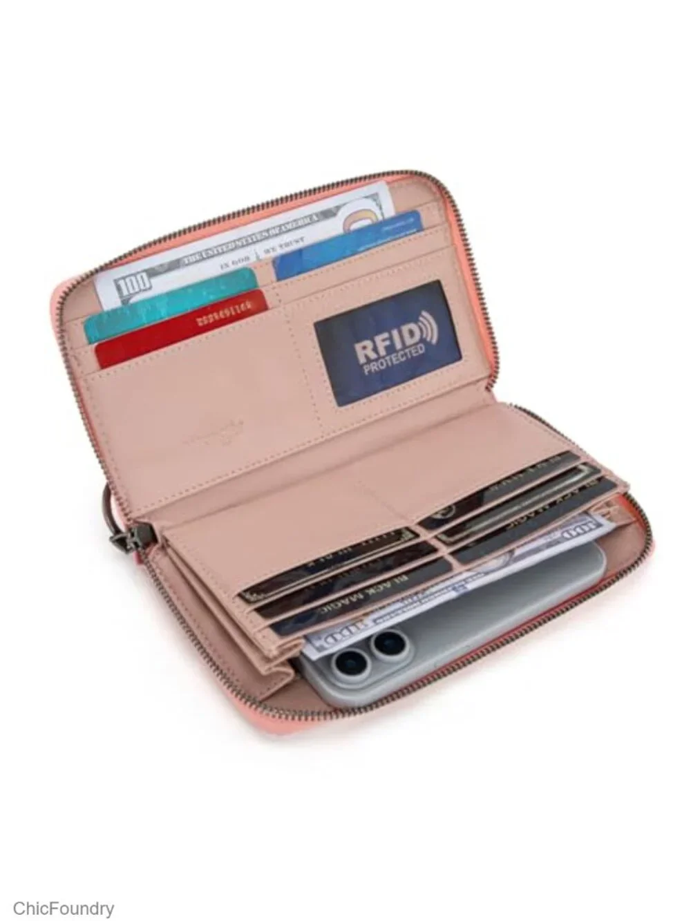 Wristlet Wallet for Women RFID Blocking Vegan Leather with Wrist Strap